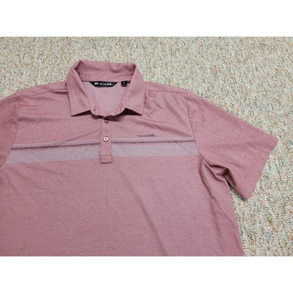 Travis Mathew Polo Shirt Mens XL Pink Golf Performance Striped Pima Cotton - Picture 6 of 16
